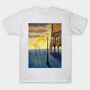 Lowry Meets Venice. Acrylics on board, an original artwork. T-Shirt